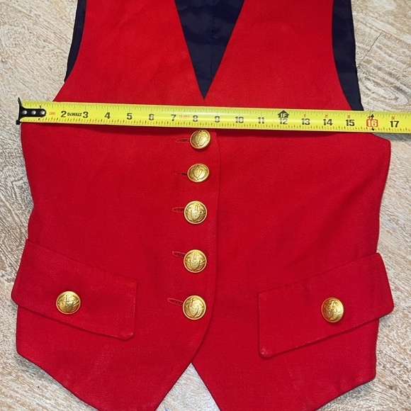 Vintage 80s 90s red Vest gold Button nautical medium - Picture 3 of 6